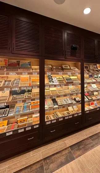 dark wood cigar display cabinet