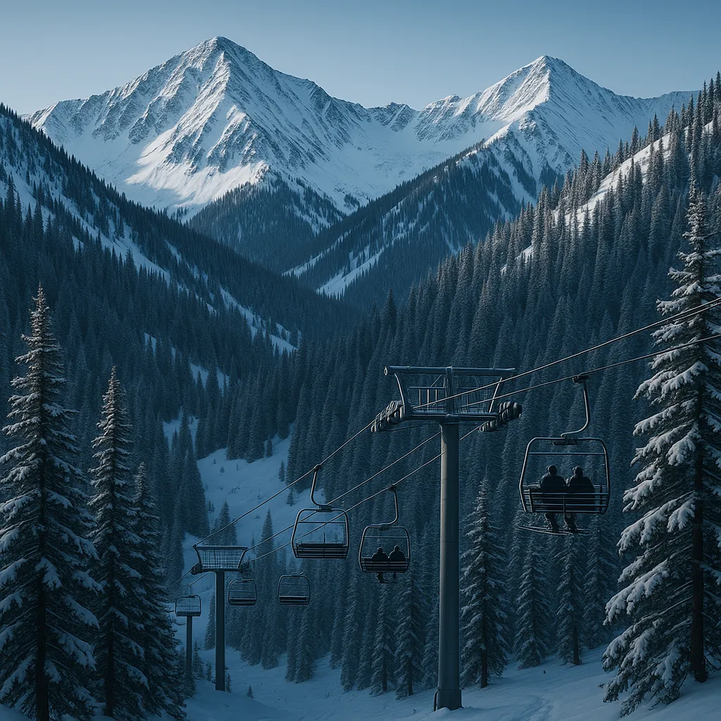 snowy new mexico ski mountain with chairlift