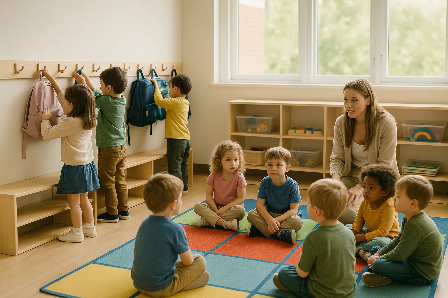 children starting a classroom routine