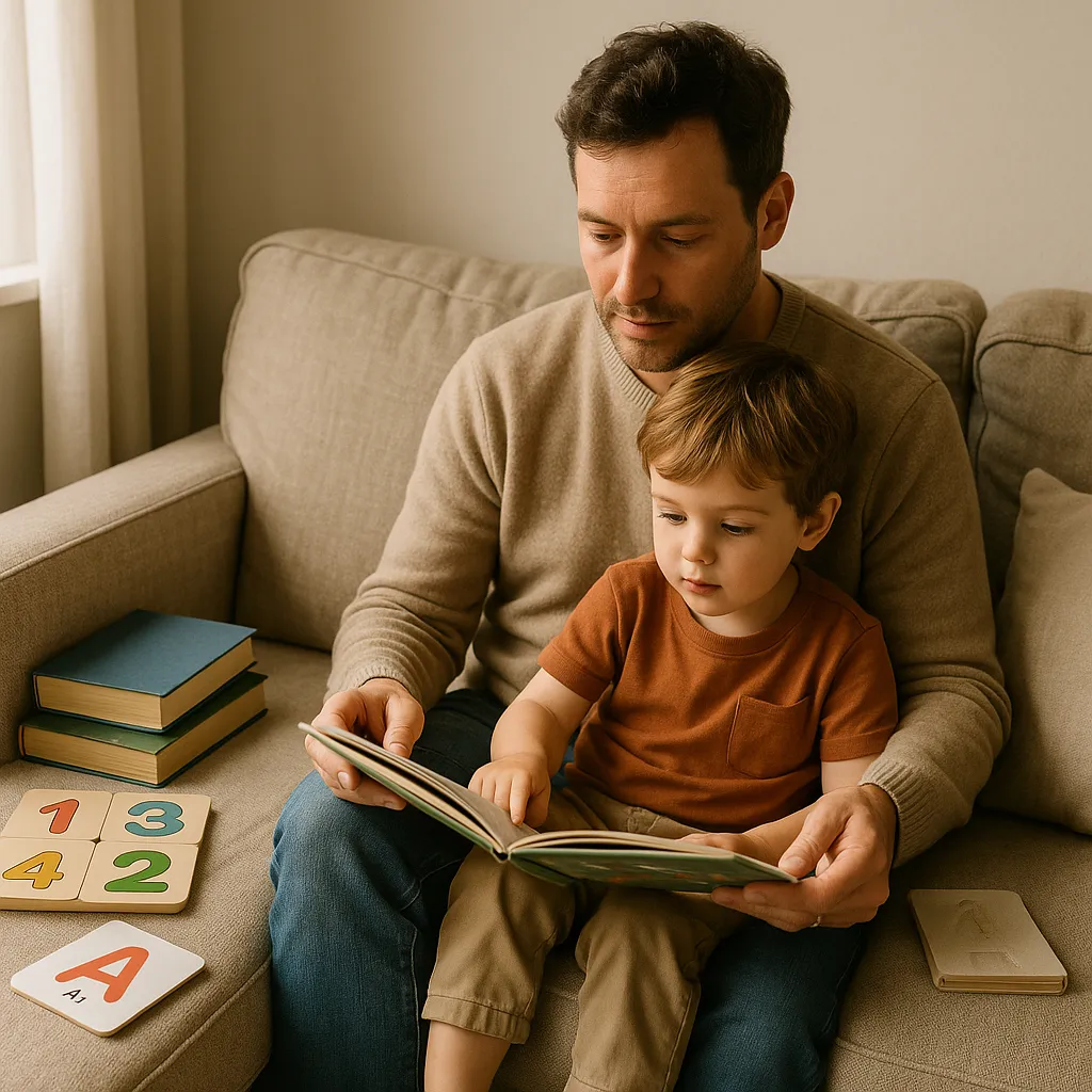 parent reading with preschool child