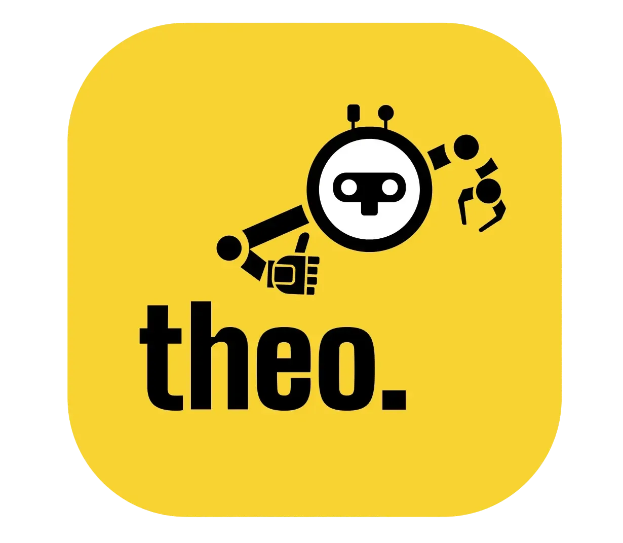theo robot logo on yellow background