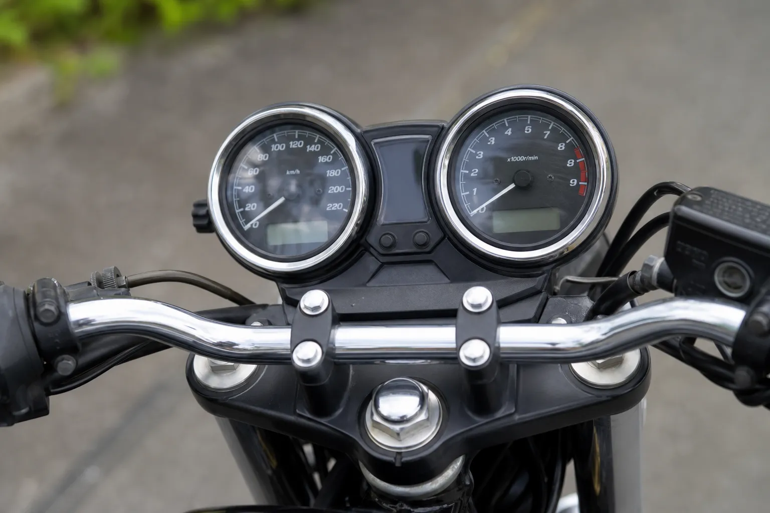 motorcycle dashboard and handlebars