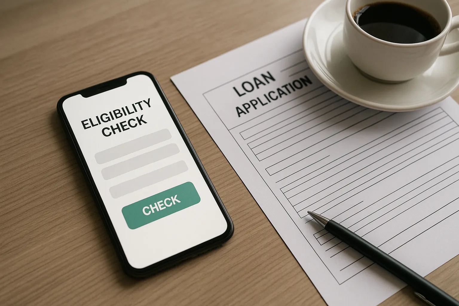 smartphone and loan paperwork on a desk