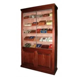 wood glass door humidor cabinet